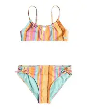 Roxy Girls' Jungle Bralette Set Swimsuit, Opera Mauve Mirage Stripe Swim 7