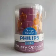 Philips Orange PUMPKIN Battery Operated LED 18 lights wire string HALLOWEEN