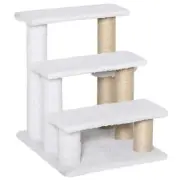 PawHut Pet Stair with 3-step Climb Ladder, Scratching Posts, Platforms, Toy Ball