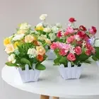 Simulation Artificial Faux Plants Pink Plastic Fake Flower Bonsai Home Decor