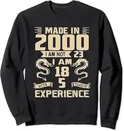 [X.Style] Made in 2000 I Am Not 23 I Am 18 with 5 Years of Experience Sweatshirt ds1599 Sweatshirt (S) Black