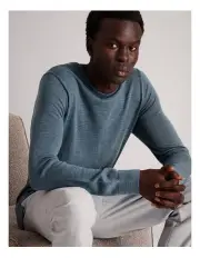 [Blaq] Australian Merino Crew Neck Knit in Bluestone