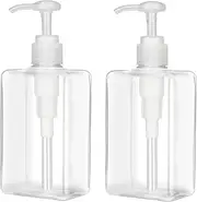 280ml (9.5oz) Pump Bottle Dispenser Jansburg 2 Pack Refillable Flat Square Plastic Lotion Dispenser Leakproof Empty Lotion Pump Bottle for Essential Oil Soap Lotion Shampoo Clear