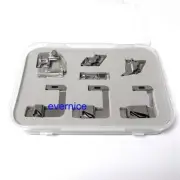 7 Pcs High Shank Bias Tape Binder Rolled Hem Foot Set For Brother Singer Janome+