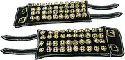 [Gavya International] Ghungroo dancing bells ghunghroo bells ankle bells Black leather pad pair Four Line Ghungroo (40+40) Dance Accessories Kathak (16 NO.) musical anklet for Bharatnatyam classical Indian dancers