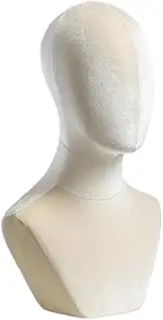 JAYIOLA Bust Mannequin and Standing Hats Exposing with Shoulder The Medium -Length Hat Support for The Cap Wig of The Center , Beige