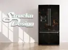 Black Marble Orange Lava Stone Crack Fridge Freezer Wrap Side Door Vinyl Decal