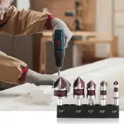 5x Countersink Set for Metal Countersunk Bits with Bit Holder 82 Degree Counter