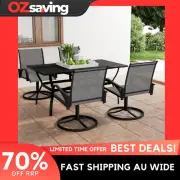 Garden Dining Set 5 Piece Grey Anthracite Steel Textilene Outdoor 0283