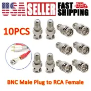 BNC Male Plug to RCA Female Coax Connector Adapter Converter for CCTV Camera 10X