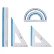 Geometry Set 15cm 8pcs Ink Printing Metal Ruler Set Blue