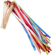 WOONEKY Bright Colorful Wedding Wands with Streamers 50pcs Fairy Sticks for Parties Events