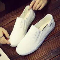 在飛比找ETMall東森購物網優惠-一腳蹬韓版女學生小清新帆布鞋