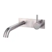 WISH2 Wall Basin Bath Mixer and Spout - 220mm Backplate - Brushed Nickel