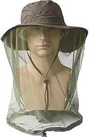 Head Net Mesh Face Neck Hat Protection from Insects Bugs Flies Gnats, Beekeeper Anti-Mosquito Bee Fly Mask Cap Hat Protective Cover Mask for Any Outdoor Sports (Color : Brown, Size : L:58-60cm)