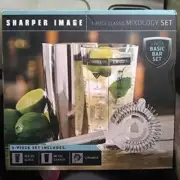 Sharper Image 3 Piece Classic Mixology Set Basic Bar Glass Shaker Strainer Kit