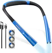 Glocusent Upgraded LED Neck Reading Light, Book Light for Reading in Bed, 30-min Timer, 3 Colors & 3 Brightness Adjustable, Rechargeable & Long Lasting, Perfect for Reading, Knitting (Sky Blue)