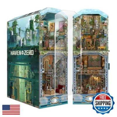Tonecheer DIY Book Nook Kit for Adults, Wooden 3D Puzzle Bookend Diorama Book