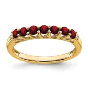 14K Yellow Gold Garnet and Real Diamond 7-stone Ring