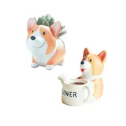 Small Resin Corgi Succulent Flower Pot Mini Desktop Plant Holder Baskets Pots Window Boxes