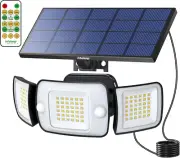 Solar Lights Outdoor, 3 Head Solar Motion Sensor Lights for Outside,