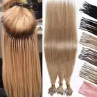 200G 100% Remy Real Human Hair Extensions Full Head Micro Loop Nano Ring Beads A