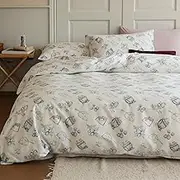 LIWHENHAO Blueberry Duvet Cover Set Queen 100% Cotton Bedding Blue Cherry Jam Purple Fruit on White 1 Cute Kawaii Floral Comforter Cover Full Zipper Closure 2 Pillowcases for Kids Girls Boys Woman