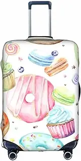 [Pvinnk] Cupcakes Donuts Muffins Sugar Print Protective Luggage Cover Elastic Washable Suitcase Protector Travel Gear Protector, White, Small