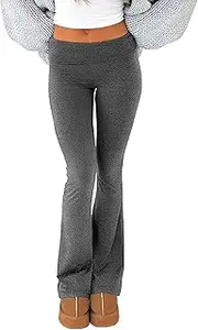 [Goafuliy] Flare Leggings, Low Rise Bootcut Wide Leg Foldover Yoga Pants Lounge Y2k Bell Bottom Leggings for Women