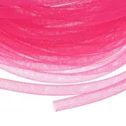 Mesh Tube Ribbon 25 Yards, 8mm Elastic Fabric Ribbons[Persian Red]
