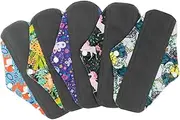 Hoement Absorbent Period Pads 5 Pcs Bamboo Charcoal Sanitary Napkins Fixed Button Wing for Side Leak Protection