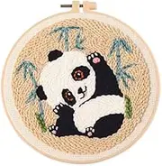 Amiiba Punch Needle Embroidery Starter Kit with Cute Panda Pattern, DIY Full Range Needle Punch Needle Set Easy Needlework for Beginners Adults (Cute Panda)