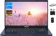 [ASUS] Vivobook Ultrathin Go Laptop 2024Newest, 14'' FHD Display, Dual-Core Intel Celeron N4500 (Upto 2.80GHz), 4GB RAM, 128GB (64GB eMMC+64GB SD), Webcam, Long Battery, Windows 11S +MarxsolAccessory