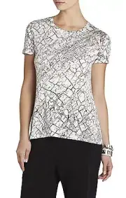 NEW BCBG MAX AZRIA OFF WHITE CASSIA RELAXED FIT T-SHIRT CRM1S567/AB368 SIZE L