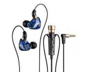 Wired Earphone Universal Noise Reduction 3.5mm L-shaped Plug Dynamic Gaming Headphone with Microphone for Karaoke-Blue