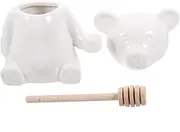 PHENOFICE 1 set Bear Shape with Dipper Ceramic Honey Dispenser for Food Storage Sealed Container Jam Seasonings and Kitchen Supplies Smooth Surface Design