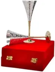 Silver Wine Glass Wine Goblet Set of 2 Pieces with Red Velvet Box