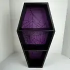 Halloween Gothic Coffin Shelf Black Purple Homewares Table Decor Spiderweb