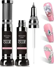 Makartt Rhinestone Glue Gel Rhinestone Glue, 3D Gel Nail Art Nail Charms Nails Nail Glue for Artificial Nails, Nail Art Glue Gel for 3D Gemstones, for Curing under UV/LED Lamp (8 ml x 2)