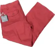 NWT CYNTHIA ROWLEY WOMAN'S LINEN RED CAPRI PANTS 6