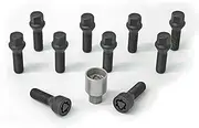 HR B14254301SET H&R Bolt Set Taper-Head M14x1.25-Length 43mm-Black-10 pcs. -incl. Wheel-Locks