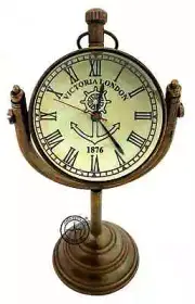 Antique Maritime Nautical Table Clock With Brass Stand Hanging Decorative