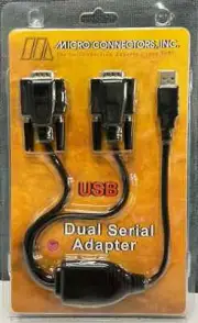 New Micro Connectors USB 2.0 USB-A to Dual DB9 Serial Adapter E07-162