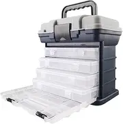 Fishing Storage Box - Portable Tackle Box, Multiple Compartments | Organizer Box for Hardware, Fishing Tackle Storage System, Tackle Utility Box, 4 Drawer Storage for Organised Trips