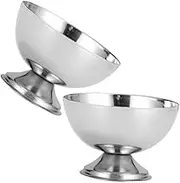 FIXOSHEE 2pcs Reusable Stainless Steel Dessert Bowl Multi Purpose Ice Cream Salad Snack Fruit Serving Cups Portable Stylish Design for Home The Go Use
