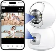 Yopower Dual-Lens Indoor Security Camera, 360° WiFi Home Surveillance Camera, Motion/Cry Detection, Baby Monitor Pet Camera w/10M Color Night Vision, Color Night Vision