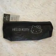 Sanrio Kawaii Hello Kitty Black Mesh Zippered Slim Pencil Pouch US SELLER NEW