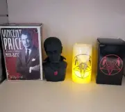 New- Vincent Price Limited Edition Mini Bust Pentagram Flameless Candle Horror