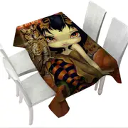 The Owl Fairy Owlyn in Autumn Sitting on Pumpkins Tablecloth