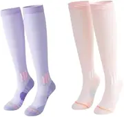 [Generisch] Merino Wool Compression Ski Socks for Men, Women and Teenagers, Thermal Winter Socks, Hiking Socks with Padding, Knee Socks, Size 35-51, (2 Pairs), orange, M